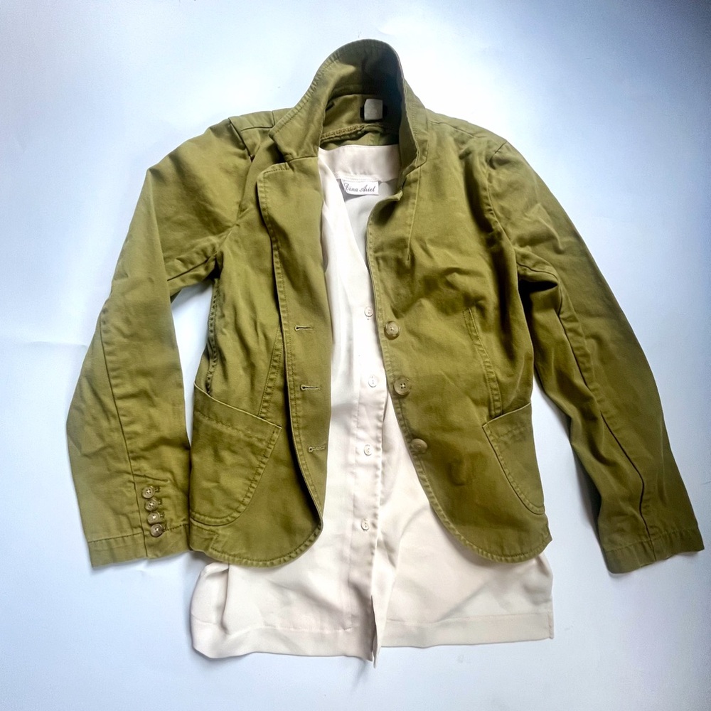 J. Crew Olive Green Cotton Blazer